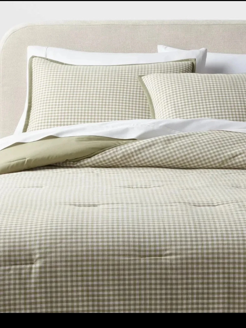 King Mini Gingham Comforter and Sham Set Moss Green - Threshold